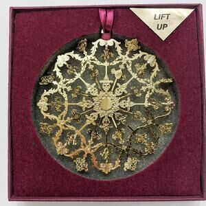 BALDWIN 2001 Val D'Or ice flower Christmas holiday ornament brass 24KT gold snow